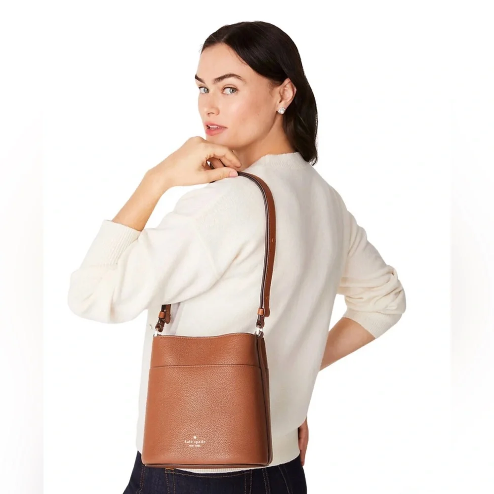 KATE SPADE ♠️ New York 🤎Leila🤎LEATHER CONVERTIBLE SMALL BUCKET BAG 🌟EUC🌟 - Picture 3 of 17